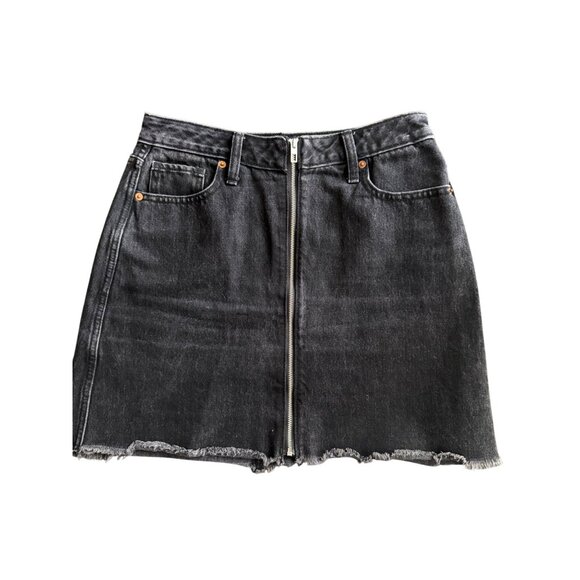 Abercrombie & Fitch Black Denim "Zoe" Natural Rise Vintage A-Line Skirt Size 27/ - Picture 1 of 3